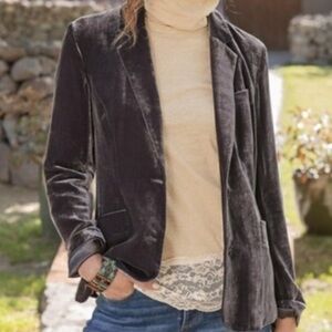 Sundance Womens Sz 4 Sofia Velvet Silk Blazer Jacket Gray Smoke Lined Whimsygoth